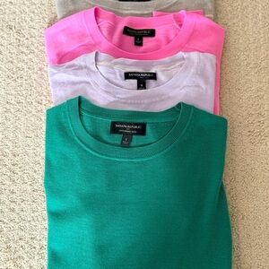 Banana Republic Pink, green, purple & grey Merino Wool Crewneck Sweater